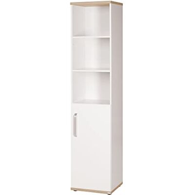 roba Standregal 'Pia' mit Korpus und Fronten weiß, Dekorelemente ‚Sanremo Eiche‘, Regal aus Holz roba Standregal 'Pia' mit Korpus und Fronten weiß, Dekorelemente ‚Sanremo Eiche‘, Regal aus Holz