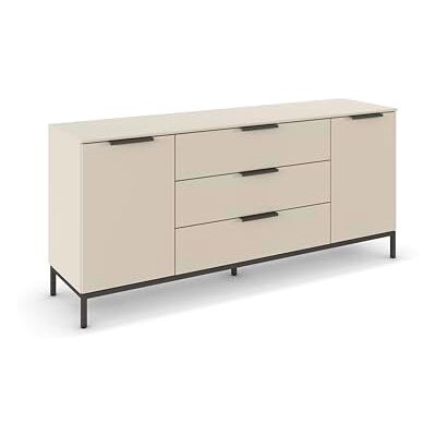 Rauch Möbel Flipp, Nachttisch für Schlafzimmer, Kinderzimmer, Wohnzimmer, Flur, Garderobe, 2-türig, 3 Schubladen, mit Softclose-Funktion, Griffe und Metallkufe Graphit, Farbe Beige, Breite 160 cm Rauch Möbel Flipp, Nachttisch für Schlafzimmer, Kinderzimmer, Wohnzimmer, Flur, Garderobe, 2-türig, 3 Schubladen, mit Softclose-Funktion, Griffe und Metallkufe Graphit, Farbe Beige, Breite 160 cm