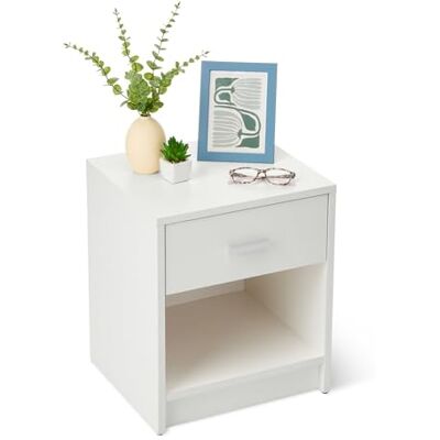 Amazon Nachttisch, Nachtschrank mit 1 Schublade, Schlafzimmerschrank, Weiß, 47cm x 40cm x 36cm Amazon Nachttisch, Nachtschrank mit 1 Schublade, Schlafzimmerschrank, Weiß, 47cm x 40cm x 36cm