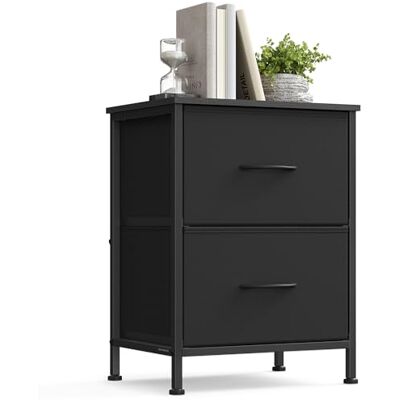 SONGMICS BELLAH Kollektion Nachttisch mit 2 Schubladen, Beistelltisch, für Schlafzimmer, Stahl, modern, tintenschwarz-ebenholzschwarz LGS312BH03 SONGMICS BELLAH Kollektion Nachttisch mit 2 Schubladen, Beistelltisch, für Schlafzimmer, Stahl, modern, tintenschwarz-ebenholzschwarz LGS312BH03