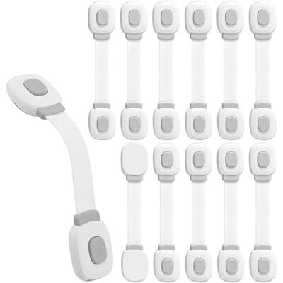 BillyBath Premium Baby Schranksicherung Kindersicherung für Schubladen Kühlschrank Toilettensitz mit Starker Kleber ohne Bohren Schrankschloss, grau, 12 Stück BillyBath Premium Baby Schranksicherung Kindersicherung für Schubladen Kühlschrank Toilettensitz mit Starker Kleber ohne Bohren Schrankschloss, grau, 12 Stück