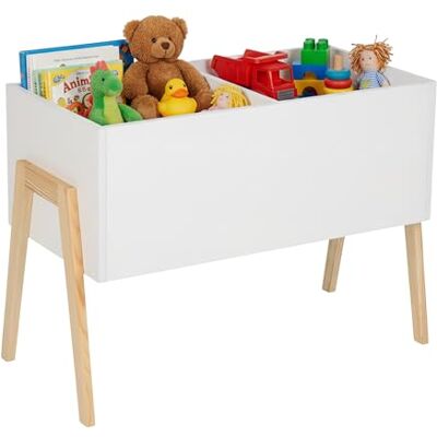 Relaxdays Kindertruhe, skandinavisch, HxBxT: 45x60x30 cm, MDF, für Bücher & Spielzeug, offene Spielzeugtruhe, weiß/Natur Relaxdays Kindertruhe, skandinavisch, HxBxT: 45x60x30 cm, MDF, für Bücher & Spielzeug, offene Spielzeugtruhe, weiß/Natur