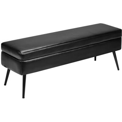 VEVOR Sitzbank Ottomane (40 x 120 x 45 cm) aus PU-Leder mit Metallbeinen & Stauraum, gepolsterte Schuhbank mit 300 kg Tragkraft, Moderne Bettbank Schlafzimmerbank für Wohnzimmer Esszimmer Schwarz VEVOR Sitzbank Ottomane (40 x 120 x 45 cm) aus PU-Leder mit Metallbeinen & Stauraum, gepolsterte Schuhbank mit 300 kg Tragkraft, Moderne Bettbank Schlafzimmerbank für Wohnzimmer Esszimmer Schwarz