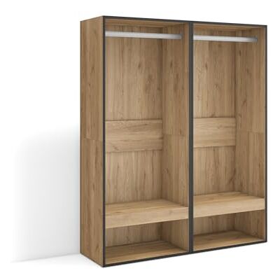 Skraut Home Offener Kleiderschrank Kleidung, Schuhe 120x145x35 cm Für Schlafzimmer, Zimmer Garderobenschrank Moderner Stil Eiche Skraut Home Offener Kleiderschrank Kleidung, Schuhe 120x145x35 cm Für Schlafzimmer, Zimmer Garderobenschrank Moderner Stil Eiche