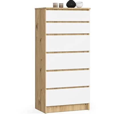 Home Collective Kommode in Artisan Eiche-weiß mit 6 geräumigen Schubladen, 60 cm breit, 130 cm hoch Kommode Schlafzimmer Flur Wohnzimmer Organizer mit Schubladen Holz Highboard Sideboard Schrank Home Collective Kommode in Artisan Eiche-weiß mit 6 geräumigen Schubladen, 60 cm breit, 130 cm hoch Kommode Schlafzimmer Flur Wohnzimmer Organizer mit Schubladen Holz Highboard Sideboard Schrank
