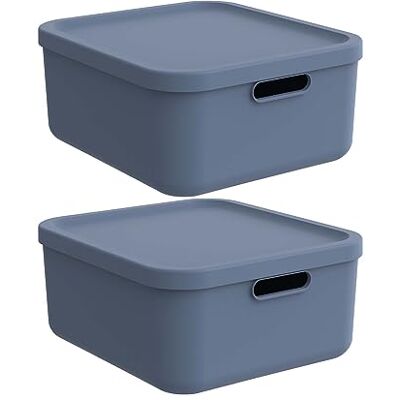 Rotho Albula Aufbewahrungsbox mit Deckel 20 L 2er-Set stapelbar in Blau Aufbewahrungsboxen, Boxen Aufbewahrung, Kisten Aufbewahrung mit Deckel, zwei offene Griffe, nestbar bei Nichtgebrauch Rotho Albula Aufbewahrungsbox mit Deckel 20 L 2er-Set stapelbar in Blau Aufbewahrungsboxen, Boxen Aufbewahrung, Kisten Aufbewahrung mit Deckel, zwei offene Griffe, nestbar bei Nichtgebrauch