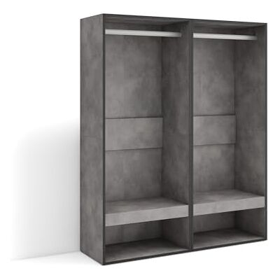 Skraut Home Offener Kleiderschrank Kleidung, Schuhe 120x145x35 cm Für Schlafzimmer, Zimmer Garderobenschrank Moderner Stil Zement Skraut Home Offener Kleiderschrank Kleidung, Schuhe 120x145x35 cm Für Schlafzimmer, Zimmer Garderobenschrank Moderner Stil Zement