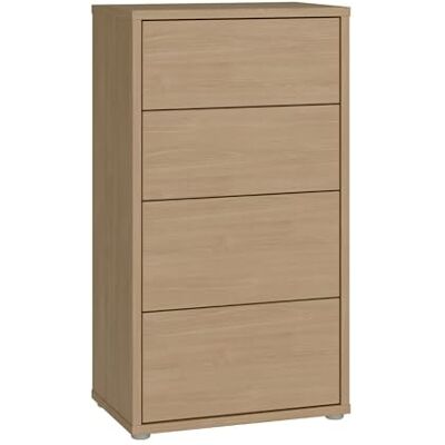 Forte Alice Springs Kommode 50 60, modern-minimalistisch, 4 Schubladen, Wohn-/Schlafzimmer, Holzwerkstoff, Eleganica Eiche Holzdekor, 54,8 cm breit x 99,1 cm hoch x 34,9 cm tief Forte Alice Springs Kommode 50 60, modern-minimalistisch, 4 Schubladen, Wohn-/Schlafzimmer, Holzwerkstoff, Eleganica Eiche Holzdekor, 54,8 cm breit x 99,1 cm hoch x 34,9 cm tief