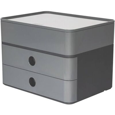 HAN Schubladenbox Allison SMART-BOX plus mit 2 Schubladen, Trennwand sowie Utensilienbox, inkl. Kabelführung, stapelbar, Büro, Schreibtisch möbelschonende Gummifüße, 1100-19, hochglänzend granity grey HAN Schubladenbox Allison SMART-BOX plus mit 2 Schubladen, Trennwand sowie Utensilienbox, inkl. Kabelführung, stapelbar, Büro, Schreibtisch möbelschonende Gummifüße, 1100-19, hochglänzend granity grey
