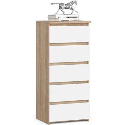 Home Collective Kommode mit 5 Schubladen Kommode Schlafzimmer Flur Wohnzimmer Organizer Kommode mit Schubladen 40 cm breit 92 cm hoch sonoma Eiche-weiß Highboard Sideboard Mehrzweckschrank Schrank schmal Home Collective Kommode mit 5 Schubladen Kommode Schlafzimmer Flur Wohnzimmer Organizer Kommode mit Schubladen 40 cm breit 92 cm hoch sonoma Eiche-weiß Highboard Sideboard Mehrzweckschrank Schrank schmal
