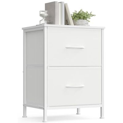 SONGMICS BELLAH Kollektion Nachttisch mit 2 Schubladen, Beistelltisch, für Schlafzimmer, Stahl, modern, wolkenweiß-schneeweiß LGS312WH01 SONGMICS BELLAH Kollektion Nachttisch mit 2 Schubladen, Beistelltisch, für Schlafzimmer, Stahl, modern, wolkenweiß-schneeweiß LGS312WH01