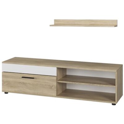 Vicco Lowboard & Regal Berno Sonoma/Weiß mit 1 Klappe, zur Wandmontage geeignet für TV-Geräte bis 65 Zoll Vicco Lowboard & Regal Berno Sonoma/Weiß mit 1 Klappe, zur Wandmontage geeignet für TV-Geräte bis 65 Zoll
