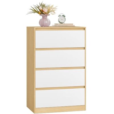VASAGLE Kommode mit 4 Schubladen, Kommodenschrank, Schubladenschrank, Wäschekommode, für Schlafzimmer, 60,2 x 40,4 x 97,4 cm, Modern Kailyn Kollektion, Eichenbeige und Wolkenweiss LTS614YW01 VASAGLE Kommode mit 4 Schubladen, Kommodenschrank, Schubladenschrank, Wäschekommode, für Schlafzimmer, 60,2 x 40,4 x 97,4 cm, Modern Kailyn Kollektion, Eichenbeige und Wolkenweiss LTS614YW01