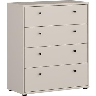Forte TEMPRA 2 Kommode 70 80, Moderne Kommode mit 4 Schubladen, Schlafzimmer, Wohnzimmer, Büro, Holzwerkstoff, Kaschmir Beige, 73,7 cm breit x 85,5 cm hoch x 34,8 cm tief Forte TEMPRA 2 Kommode 70 80, Moderne Kommode mit 4 Schubladen, Schlafzimmer, Wohnzimmer, Büro, Holzwerkstoff, Kaschmir Beige, 73,7 cm breit x 85,5 cm hoch x 34,8 cm tief