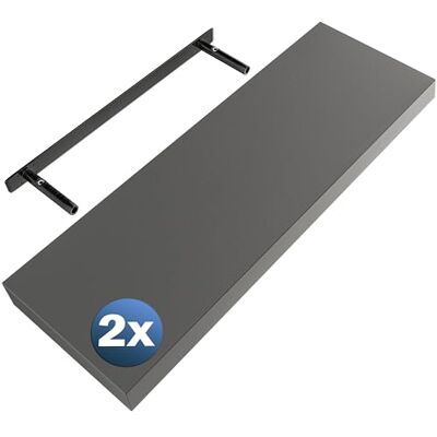 Casaria - 2er-Sets 70cm - mattgrau - 2 Stück - Regale Casaria - 2er-Sets 70cm - mattgrau - 2 Stück - Regale