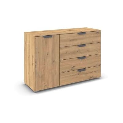 Rauch Möbel Aditio, Kommode für Schlafzimmer, Wohnzimmer, Kinderzimmer, Flur, 1-türig, 4 Schubladen, Soft-Close-Funktion, Sideboard im modernen Look, Farbe Eiche Artisan, Holz, Breite 120 cm Rauch Möbel Aditio, Kommode für Schlafzimmer, Wohnzimmer, Kinderzimmer, Flur, 1-türig, 4 Schubladen, Soft-Close-Funktion, Sideboard im modernen Look, Farbe Eiche Artisan, Holz, Breite 120 cm