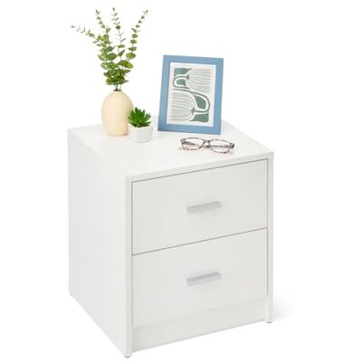 Amazon Nachttisch, Nachtschrank mit 2 Schubladen, Schlafzimmerschrank, Weiß, 47cm x 40cm x 36cm Amazon Nachttisch, Nachtschrank mit 2 Schubladen, Schlafzimmerschrank, Weiß, 47cm x 40cm x 36cm