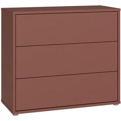 Forte Alice Springs Kommode 100, modern-minimalistisch, 3 Schubladen, Wohn-/Schlafzimmer, Holzwerkstoff, Terrakotta, 94,8 cm breit x 83,1 cm hoch x 41,5 cm tief Forte Alice Springs Kommode 100, modern-minimalistisch, 3 Schubladen, Wohn-/Schlafzimmer, Holzwerkstoff, Terrakotta, 94,8 cm breit x 83,1 cm hoch x 41,5 cm tief
