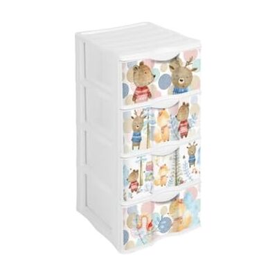 DRW Kommode mit 4 Schubladen, Blau, 40 x 38 x 64 cm DRW Kommode mit 4 Schubladen, Blau, 40 x 38 x 64 cm
