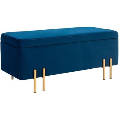 HOMCOM Sitzbank mit Stauraum Polsterbank mit Samtoptik, Sitztruhe mit Metallbeine, Truhenbank für Wohnzimmer Schlafzimmer Flur 100 x 40 x 42 cm, Blau HOMCOM Sitzbank mit Stauraum Polsterbank mit Samtoptik, Sitztruhe mit Metallbeine, Truhenbank für Wohnzimmer Schlafzimmer Flur 100 x 40 x 42 cm, Blau