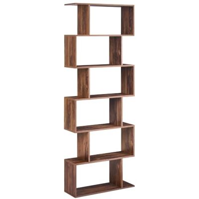 Beliani Praktisches Regal dunkler Holzfarbton 6 Fächer Retro Valdosa Beliani Praktisches Regal dunkler Holzfarbton 6 Fächer Retro Valdosa