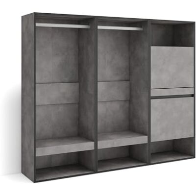 Skraut Home Offener Kleiderschrank Kleidung, Schuhe 180x145x35 cm Für Schlafzimmer, Zimmer Schuhschrank Moderner Stil Zement Skraut Home Offener Kleiderschrank Kleidung, Schuhe 180x145x35 cm Für Schlafzimmer, Zimmer Schuhschrank Moderner Stil Zement