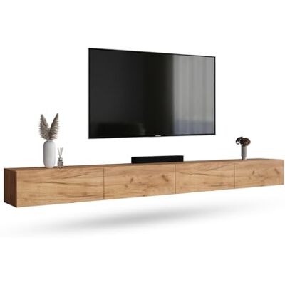 Planetmöbel West TV-Schrank, Fernsehtisch 320 cm lang, TV-Board für Fernseher bis 75 Zoll, TV Board viel Stauraum, lowboard hängend, 2x Fernsehschrank 160 x 30 x 37,5 cm, gold eiche Planetmöbel West TV-Schrank, Fernsehtisch 320 cm lang, TV-Board für Fernseher bis 75 Zoll, TV Board viel Stauraum, lowboard hängend, 2x Fernsehschrank 160 x 30 x 37,5 cm, gold eiche