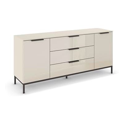Rauch Möbel Flipp, Nachttisch für Schlafzimmer, Kinderzimmer, Wohnzimmer, Flur, Garderobe, 2-türig, 3 Schubladen, mit Softclose-Funktion, Griffe und Metallkufe Graphit, Farbe Glas Beige, Breite 160 cm Rauch Möbel Flipp, Nachttisch für Schlafzimmer, Kinderzimmer, Wohnzimmer, Flur, Garderobe, 2-türig, 3 Schubladen, mit Softclose-Funktion, Griffe und Metallkufe Graphit, Farbe Glas Beige, Breite 160 cm