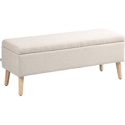 HOMCOM Sitzbank mit Stauraum Polsterbank mit Leinenoptik, Sitztruhe mit Holzbeine, Truhenbank für Wohnzimmer Schlafzimmer Flur 110 x 39 x 45 cm, Beige HOMCOM Sitzbank mit Stauraum Polsterbank mit Leinenoptik, Sitztruhe mit Holzbeine, Truhenbank für Wohnzimmer Schlafzimmer Flur 110 x 39 x 45 cm, Beige