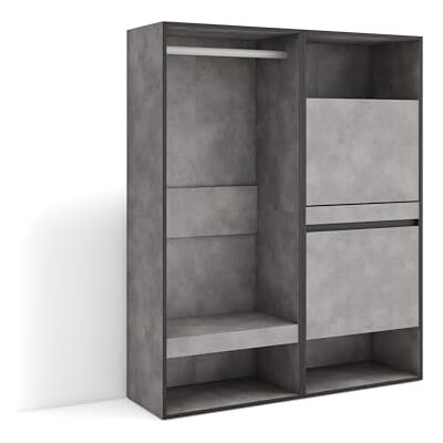Skraut Home Offener Kleiderschrank Kleidung, Schuhe 120x145x35 cm Für Schlafzimmer, Zimmer Schuhschrank Moderner Stil Zement Skraut Home Offener Kleiderschrank Kleidung, Schuhe 120x145x35 cm Für Schlafzimmer, Zimmer Schuhschrank Moderner Stil Zement