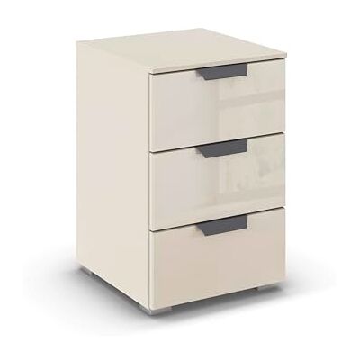 Rauch Möbel Aditio, Nachttisch für Schlafzimmer, Kinderzimmer, Gästezimmer, 3 Schubladen aus Glas, Soft-Close-Funktion, Nachtkommode im modernen Look, Farbe Front Glas Beige, Breite 40 cm Rauch Möbel Aditio, Nachttisch für Schlafzimmer, Kinderzimmer, Gästezimmer, 3 Schubladen aus Glas, Soft-Close-Funktion, Nachtkommode im modernen Look, Farbe Front Glas Beige, Breite 40 cm