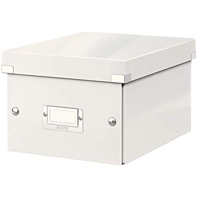 Leitz Click & Store Aufbewahrungsbox mit Deckel Klein, Box für Unterlagen bis A5 im Büro u. Haushalt, Transportbox aus 84% recycelter Premium-Hartpappe, Etikettenhalter, Weiß, 60430001 Leitz Click & Store Aufbewahrungsbox mit Deckel Klein, Box für Unterlagen bis A5 im Büro u. Haushalt, Transportbox aus 84% recycelter Premium-Hartpappe, Etikettenhalter, Weiß, 60430001