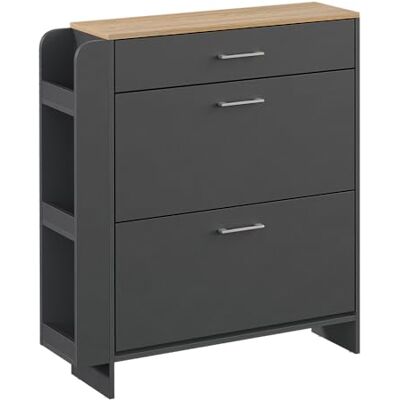 Vicco Schuhschrank Movino, Anthrazit/Eiche, 88.4 x 101.6 cm mit offenen und geschlossenen Fächern, zur Aufbewahrung von Schuhen und Accessoires geeignet Vicco Schuhschrank Movino, Anthrazit/Eiche, 88.4 x 101.6 cm mit offenen und geschlossenen Fächern, zur Aufbewahrung von Schuhen und Accessoires geeignet