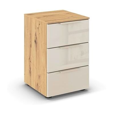 Rauch Möbel Flipp, Nachttisch für Schlafzimmer, Kinderzimmer, Wohnzimmer, Jugendzimmer, Flur, Garderobe, 3 Schubladen, mit Softclose-Funktion, Farbe Eiche Artisan, Holz/Glas Beige, Breite 40 cm Rauch Möbel Flipp, Nachttisch für Schlafzimmer, Kinderzimmer, Wohnzimmer, Jugendzimmer, Flur, Garderobe, 3 Schubladen, mit Softclose-Funktion, Farbe Eiche Artisan, Holz/Glas Beige, Breite 40 cm