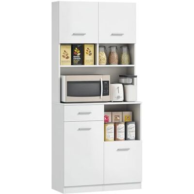 HOMCOM Küchenschrank mit Verstellbarem Regal 80 x 35 x 180 cm Weiß Schublade, Buffetschrank mit Soft-Close-Tür, Vitrinenschrank, Aufbewahrungsschrank, Hochschrank, für Küche, Esszimmer HOMCOM Küchenschrank mit Verstellbarem Regal 80 x 35 x 180 cm Weiß Schublade, Buffetschrank mit Soft-Close-Tür, Vitrinenschrank, Aufbewahrungsschrank, Hochschrank, für Küche, Esszimmer
