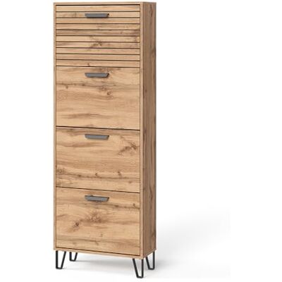 Vicco Schuhkipper Amber, Eiche Wotan, 60 x 168 cm mit 4 Fächern, zur Ablage von Büchern, Lampen und Alltagsgegenständen Vicco Schuhkipper Amber, Eiche Wotan, 60 x 168 cm mit 4 Fächern, zur Ablage von Büchern, Lampen und Alltagsgegenständen
