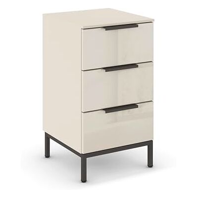 Rauch Möbel Flipp, Nachttisch für Schlafzimmer, Kinderzimmer, Wohnzimmer, Flur, Garderobe, 3 Schubladen, mit Softclose-Funktion, Griffe und Metallkufe Graphit, Farbe Glas Beige, Breite 40 cm Rauch Möbel Flipp, Nachttisch für Schlafzimmer, Kinderzimmer, Wohnzimmer, Flur, Garderobe, 3 Schubladen, mit Softclose-Funktion, Griffe und Metallkufe Graphit, Farbe Glas Beige, Breite 40 cm