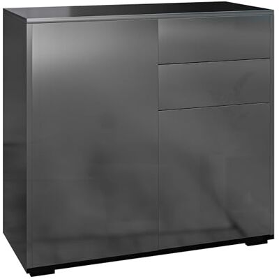 HOMCOM Aufbewahrungsschrank, Sideboard, Kommode, Aufbewahrungsschrank mit 2 Schubladen und 2 Schränken mit Türen, verstellbare Regale, für Wohnzimmer, Küche, Schlafzimmer, 79 x 36 x 74 cm, Schwarz HOMCOM Aufbewahrungsschrank, Sideboard, Kommode, Aufbewahrungsschrank mit 2 Schubladen und 2 Schränken mit Türen, verstellbare Regale, für Wohnzimmer, Küche, Schlafzimmer, 79 x 36 x 74 cm, Schwarz