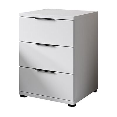 Stella Trading SMILLA 2 Nachttisch in Weiß – Moderne Nachtkommode mit 3 Schubladen und schwarzen Griffen – 46 x 61 x 42 cm (B/H/T) Stella Trading SMILLA 2 Nachttisch in Weiß – Moderne Nachtkommode mit 3 Schubladen und schwarzen Griffen – 46 x 61 x 42 cm (B/H/T)