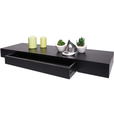 Mendler Wandregal HWC-H37AM Schublade Massiv-Holz 8x80x25cm schwarz Schweberegal, Wandboard, Hängeregal, Regal Mendler Wandregal HWC-H37AM Schublade Massiv-Holz 8x80x25cm schwarz Schweberegal, Wandboard, Hängeregal, Regal