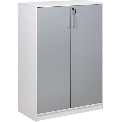 Beliani Büroschrank grau/weiß 117 x 80 x 40 cm abschließbar für Wohnzimmer Büro Zehna Beliani Büroschrank grau/weiß 117 x 80 x 40 cm abschließbar für Wohnzimmer Büro Zehna