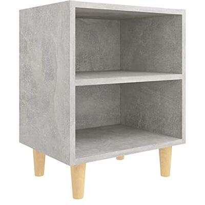 vidaXL Nachttisch mit Massivholz-Beinen 2 Fächern Nachtschrank Nachtkonsole Nachtkommode Schlafzimmer Schrank Kommode Betongrau 40x30x50cm vidaXL Nachttisch mit Massivholz-Beinen 2 Fächern Nachtschrank Nachtkonsole Nachtkommode Schlafzimmer Schrank Kommode Betongrau 40x30x50cm