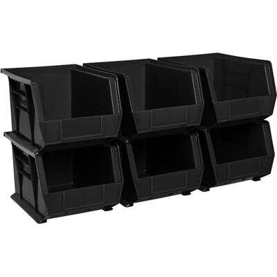 Akro-Mils AkroBins 30239 Kunststoff-Aufbewahrungsbehälter, platzsparend, stapelbar, für Garage, Speisekammer, Bastelorganisation, 27,9 x 20,3 x 17,8 cm, Schwarz, 6 Stück Akro-Mils AkroBins 30239 Kunststoff-Aufbewahrungsbehälter, platzsparend, stapelbar, für Garage, Speisekammer, Bastelorganisation, 27,9 x 20,3 x 17,8 cm, Schwarz, 6 Stück