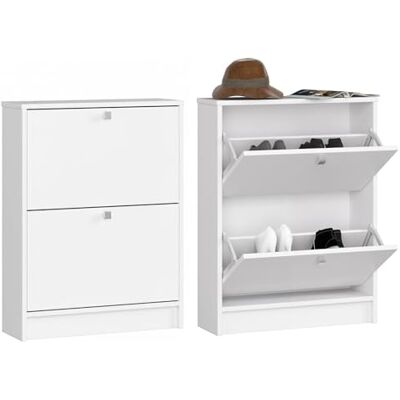 Home Collective Schuhschrank mit 2 Flügeltüren, Elegant, Flur, Schlafzimmer, Schuhregal, Schuh Schrank 80x60x20cm (HxBxT), in weiß Home Collective Schuhschrank mit 2 Flügeltüren, Elegant, Flur, Schlafzimmer, Schuhregal, Schuh Schrank 80x60x20cm (HxBxT), in weiß