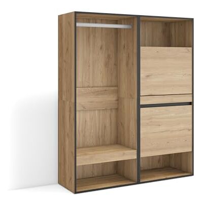 Skraut Home Offener Kleiderschrank Kleidung, Schuhe 120x145x35 cm Für Schlafzimmer, Zimmer Schuhschrank Moderner Stil Eiche Skraut Home Offener Kleiderschrank Kleidung, Schuhe 120x145x35 cm Für Schlafzimmer, Zimmer Schuhschrank Moderner Stil Eiche
