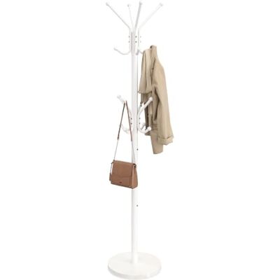 SONGMICS Garderobenständer, Metallgarderobe mit Marmorsockel, 18 Haken, Schirmständer, drehbarer Kopf, 30 x 30 x 173 cm, Mattweiß, für Flur, Eingang, Büro, Kollektion Alan RCR090WC01 SONGMICS Garderobenständer, Metallgarderobe mit Marmorsockel, 18 Haken, Schirmständer, drehbarer Kopf, 30 x 30 x 173 cm, Mattweiß, für Flur, Eingang, Büro, Kollektion Alan RCR090WC01