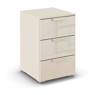 Rauch Möbel Aditio, Nachttisch für Schlafzimmer, Kinderzimmer, Gästezimmer, 3 Schubladen aus Glas, Soft-Close-Funktion, Nachtkommode im modernen Look, Farbe Front Glas Beige, Breite 40 cm Rauch Möbel Aditio, Nachttisch für Schlafzimmer, Kinderzimmer, Gästezimmer, 3 Schubladen aus Glas, Soft-Close-Funktion, Nachtkommode im modernen Look, Farbe Front Glas Beige, Breite 40 cm