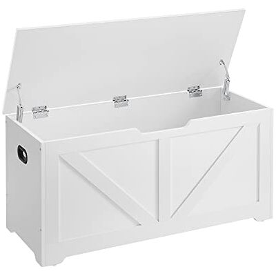 VASAGLE Schuhbank, Sitzbank mit Stauraum, Sitztruhe, 2 Sicherheitsscharniere, Aufbewahrungsschrank, Landhausstil, 40 x 100 x 46 cm, für Flur, Schlafzimmer, Wohnzimmer, wolkenweiß LSB060T14 VASAGLE Schuhbank, Sitzbank mit Stauraum, Sitztruhe, 2 Sicherheitsscharniere, Aufbewahrungsschrank, Landhausstil, 40 x 100 x 46 cm, für Flur, Schlafzimmer, Wohnzimmer, wolkenweiß LSB060T14