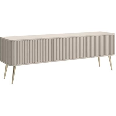 Selsey TV Schrank Lowboard Board Sideboard Fernsehtisch Fernsehschrank 163 cm 3 Türen Gerillt Goldene Beine Graubeige Ovarlo Selsey TV Schrank Lowboard Board Sideboard Fernsehtisch Fernsehschrank 163 cm 3 Türen Gerillt Goldene Beine Graubeige Ovarlo