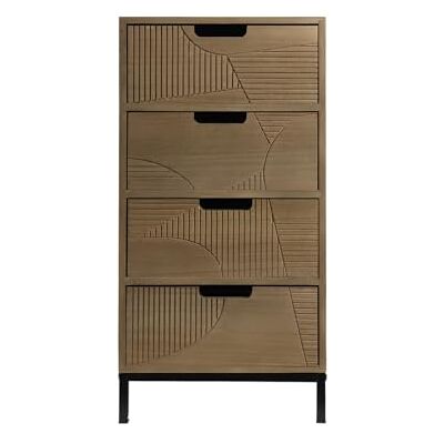 Rebecca Srl Rebecca Mobili Moderne Kommode, Kommode 4 Schubladen, Holz Metall, Schwarz Braun, für Badezimmer Eingang, Moderner Industrial Stil Maße HxBxT: 67,5 x 35 x 30 cm Art. RE6911 Rebecca Srl Rebecca Mobili Moderne Kommode, Kommode 4 Schubladen, Holz Metall, Schwarz Braun, für Badezimmer Eingang, Moderner Industrial Stil Maße HxBxT: 67,5 x 35 x 30 cm Art. RE6911